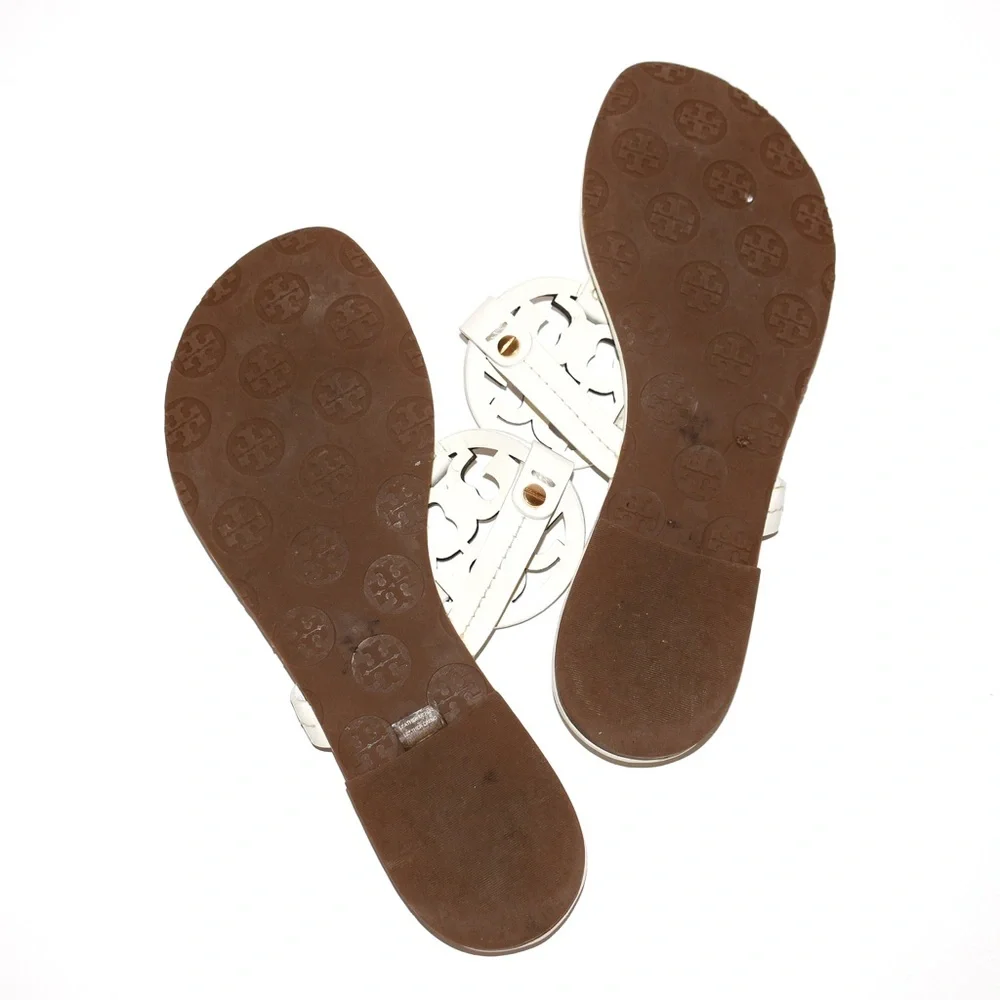 Tory Burch White Leather Miller Sandals